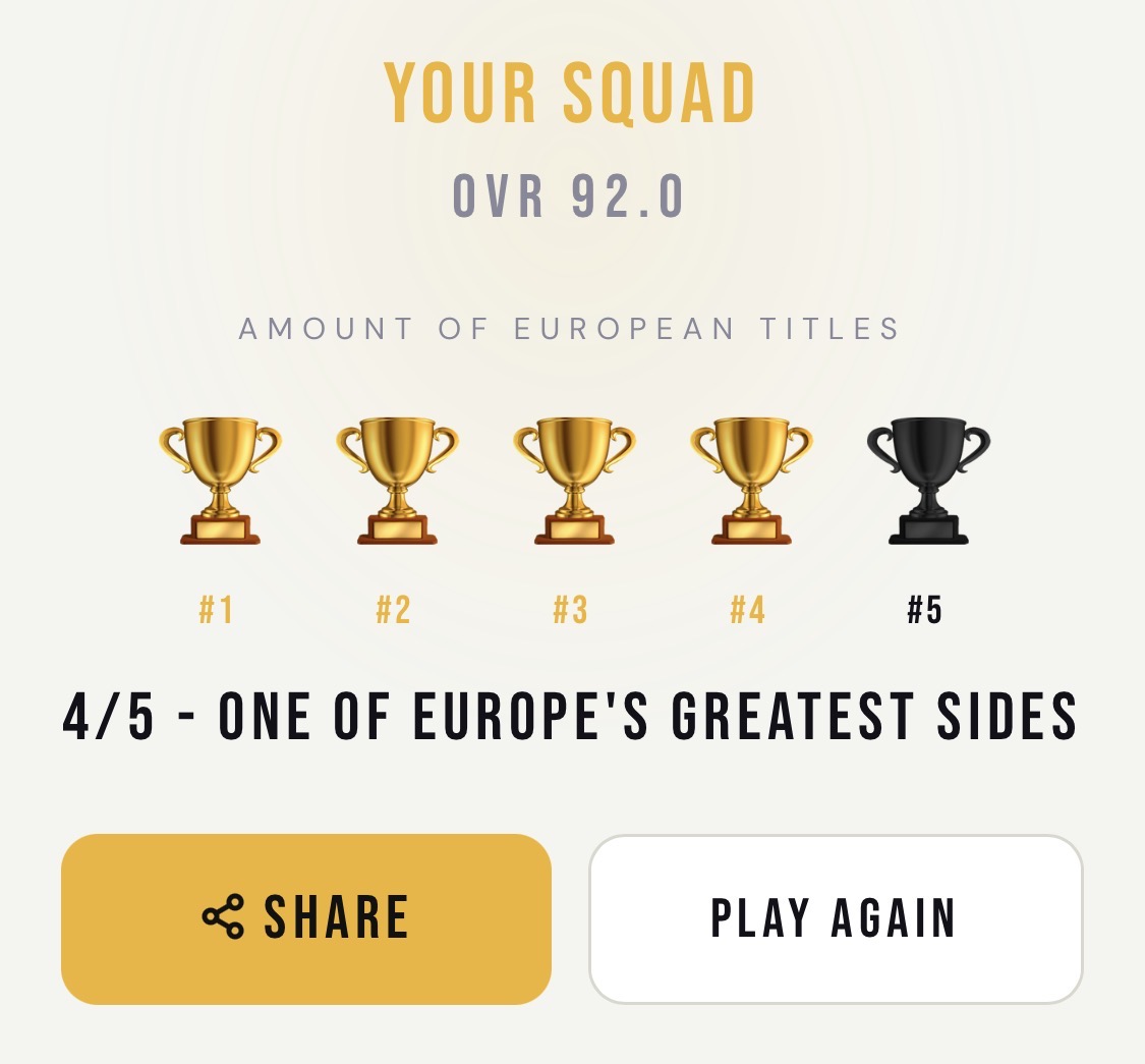 Results screen